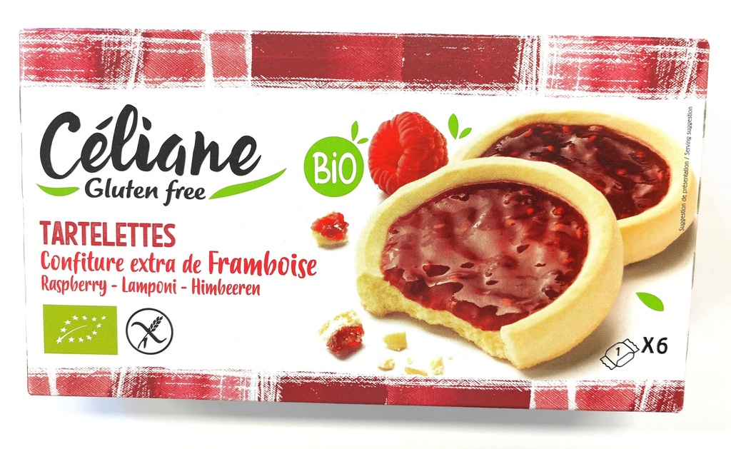 Céliane raspberry tartlets 130g organic