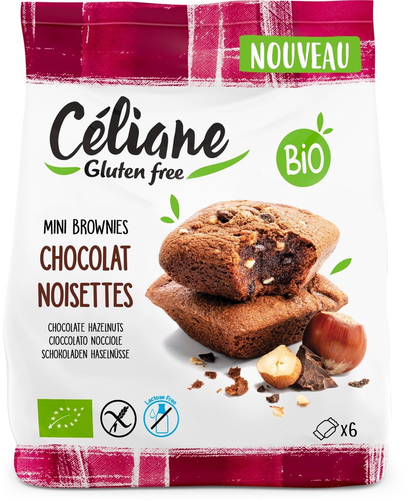 Céliane mini brownies choc. hazelnoot bio 6st 170g - 3963162