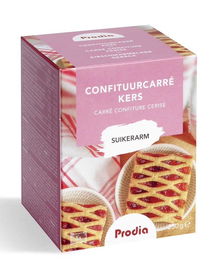Prodia carré confiture cerise  250g pauvre en sucre