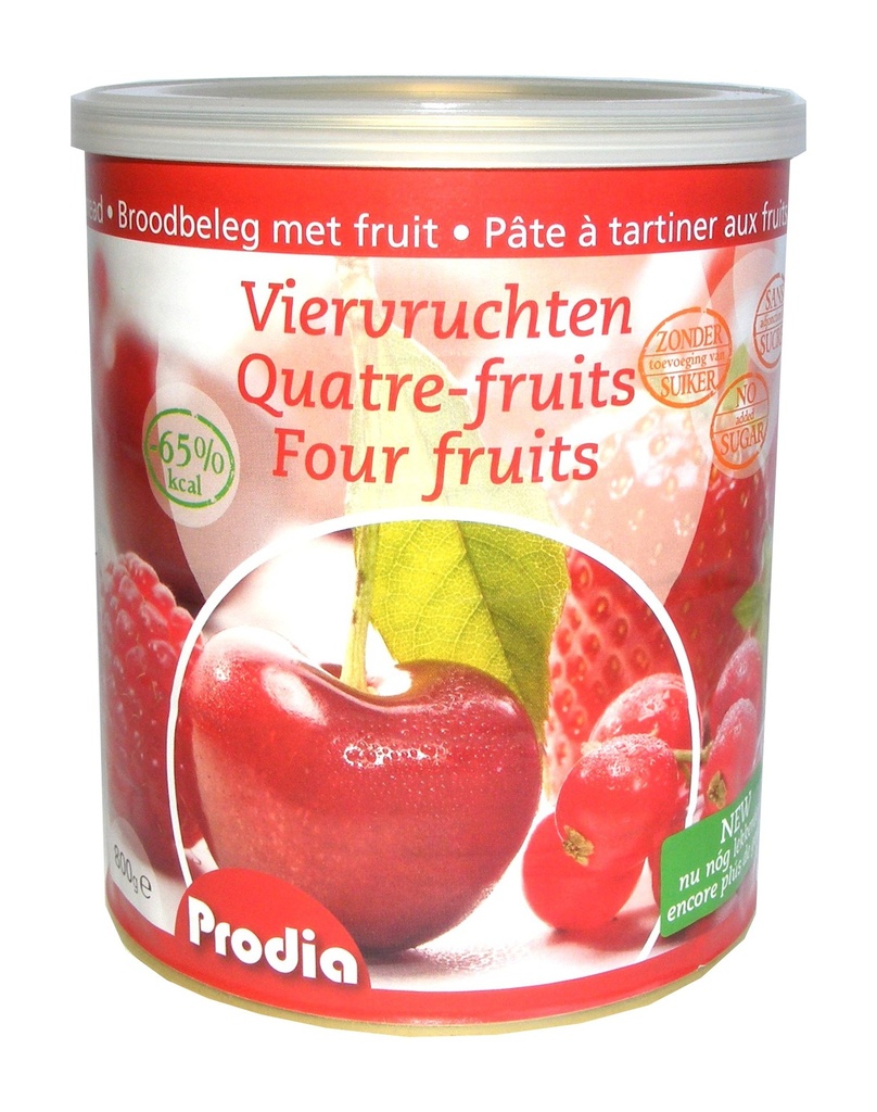 Prodia broodbeleg 800g 4-vruchten maltitol