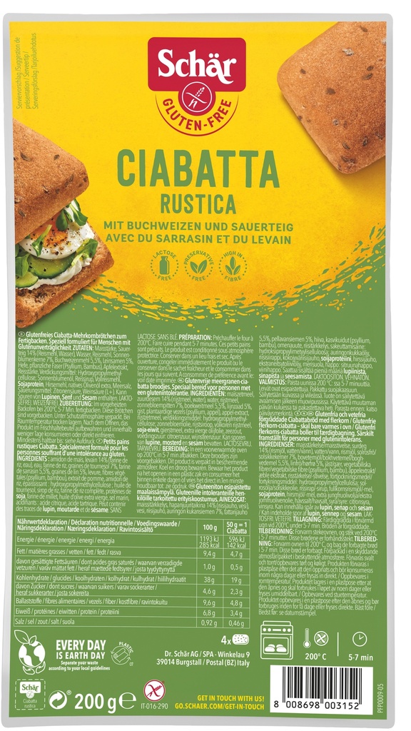 Schär ciabatta rustica 200g (4x50g)