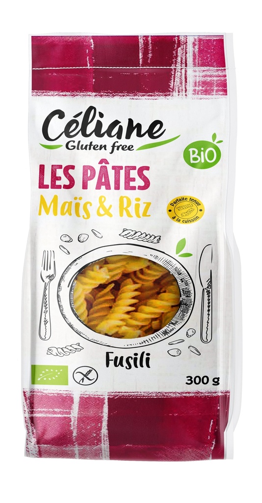 Céliane pâtes aux riz et maïs fusilli bio 300g