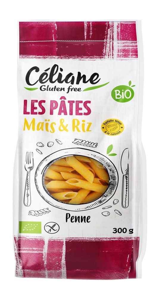 Céliane pâtes aux riz et maïs penne bio 300g