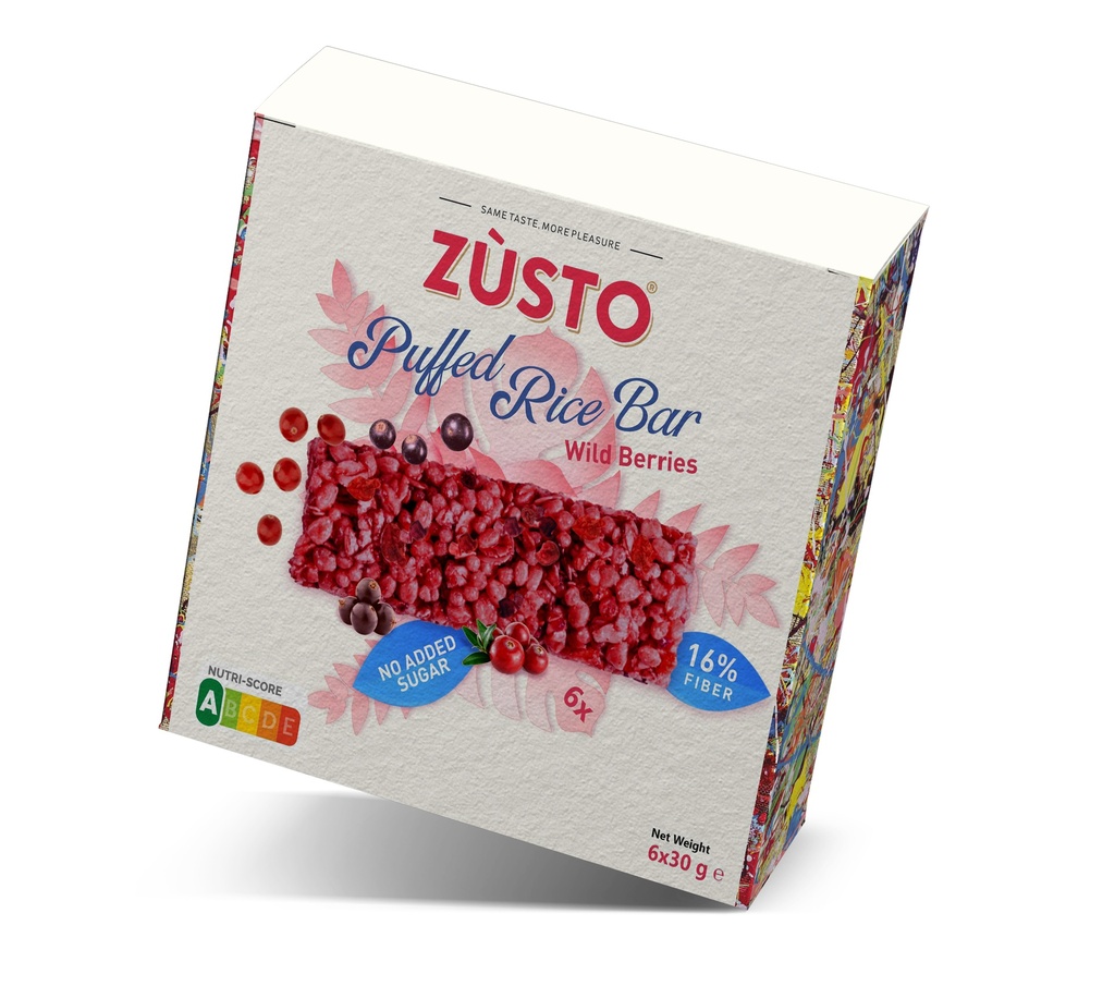 Zùsto puffed rice bar forest fruit 6 x 30g 