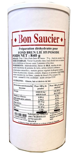[1283] Bon Saucier Fond brun lié hyposodé 840g